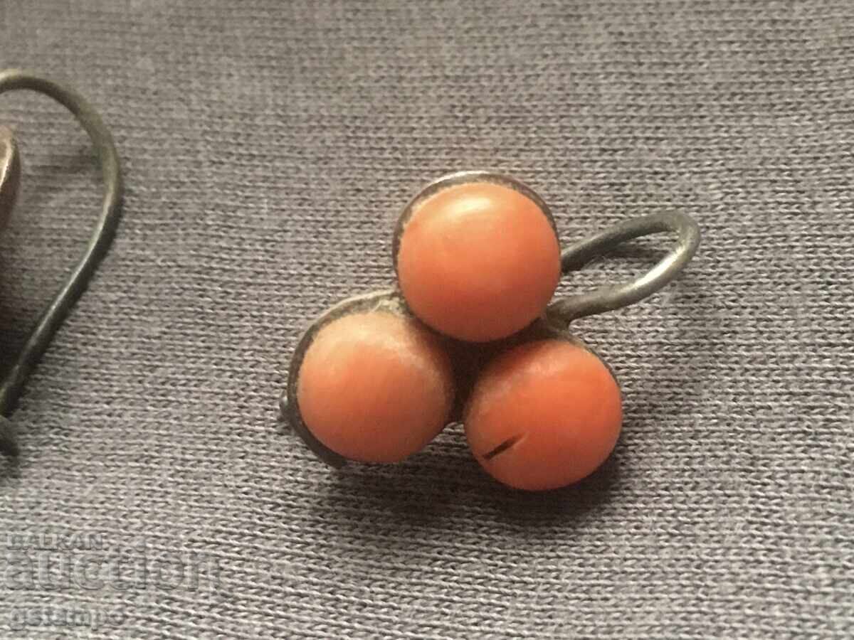 Παλιά Ασημένια Σκουλαρίκια με Κόκκινο Κοράλλι / Κουτί - 5