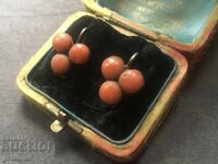 Cercei Vechi de Argint cu Coral Roșu / Cutie