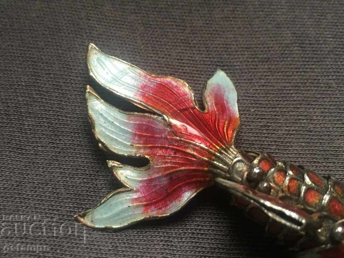 Old Chinese Enamel Jewelry / Koi Fish Pendant - 6 Old Chinese Enamel Jewelry / Koi Fish Pendant - 6