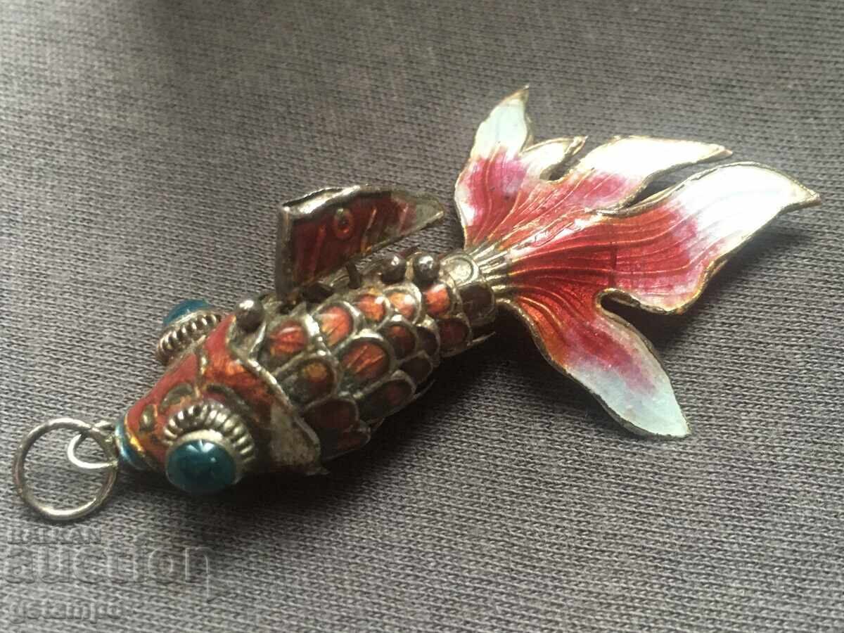 Old Chinese Enamel Jewelry / Koi Fish Pendant Old Chinese Enamel Jewelry / Koi Fish Pendant