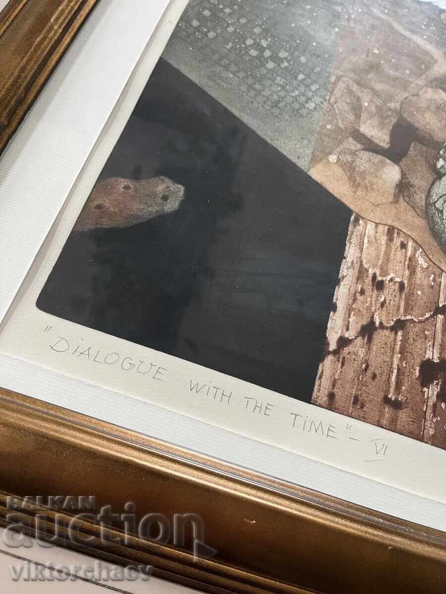 Auction  Bozhidar Mechev graphic - "Dialogue with Time VI" 1993 painting