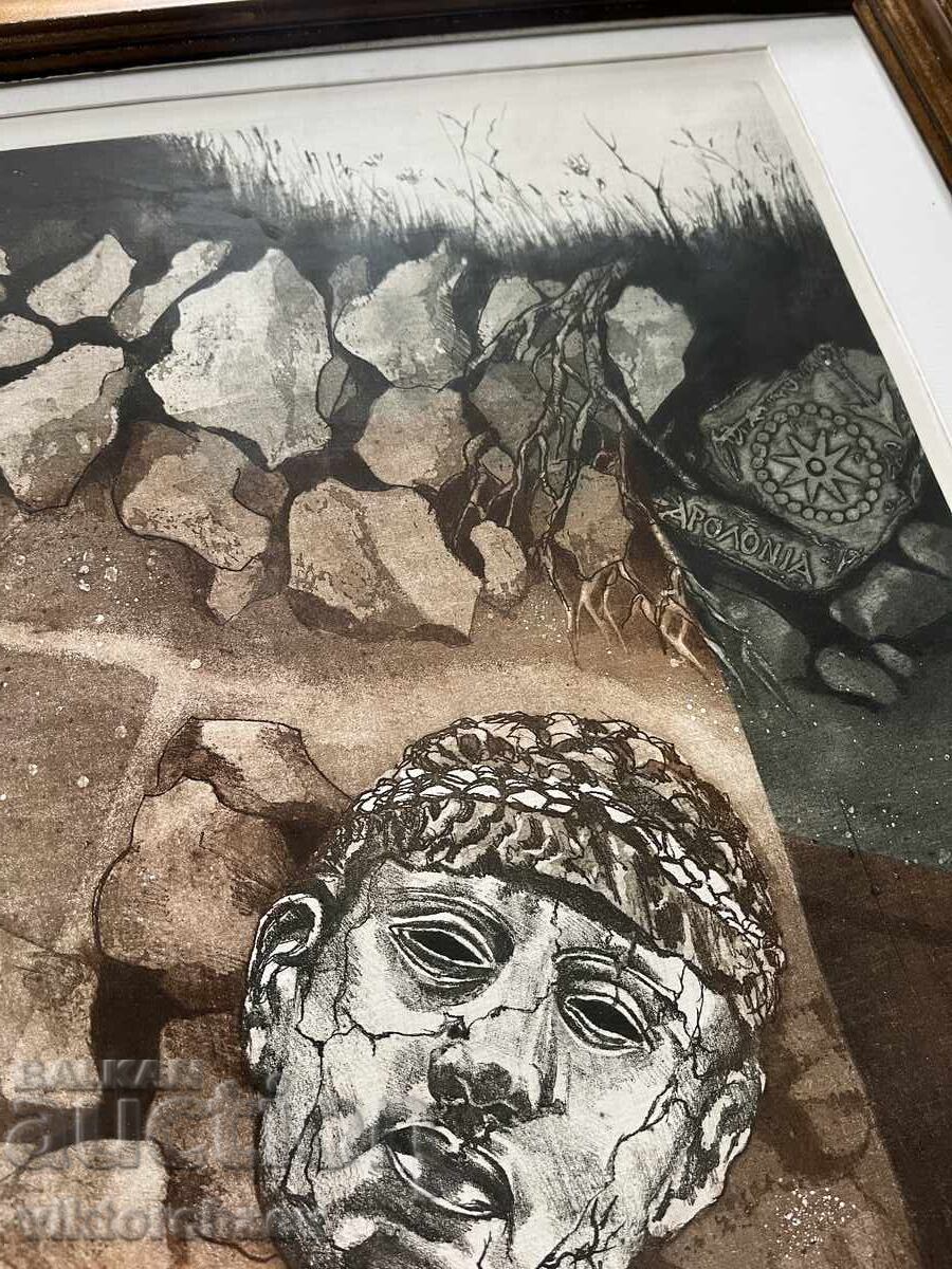 Bozhidar Mechev graphic - "Dialogue with Time VI" 1993 painting - 5 Bozhidar Mechev graphic - "Dialogue with Time VI" 1993 painting - 5