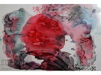 Abstract watercolor painting signed, 1983