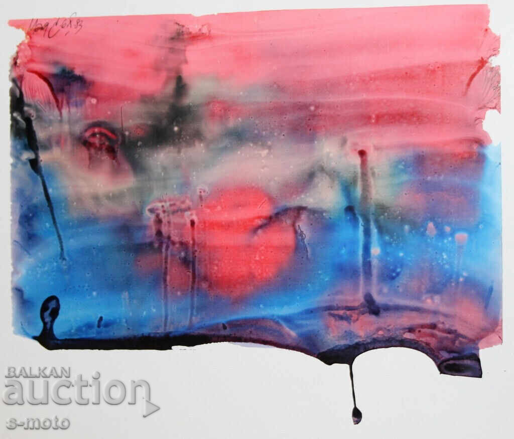 Delivery of Abstract watercolor painting signed, 1983 Delivery of Abstract watercolor painting signed, 1983