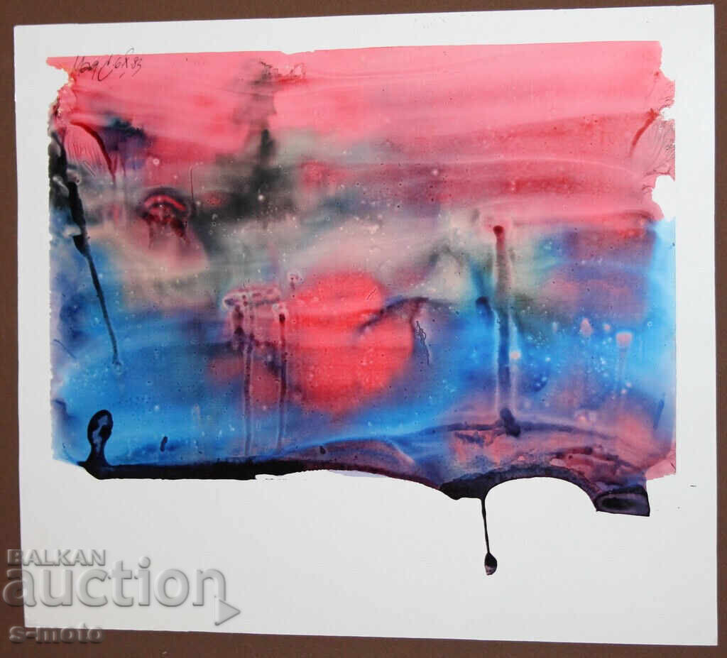 Abstract watercolor painting signed, 1983 - 5 Abstract watercolor painting signed, 1983 - 5