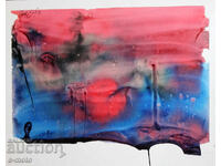 Abstract watercolor painting signed, 1983