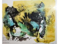 Abstract watercolor painting signed, 1983