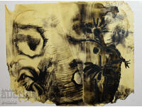 Abstract watercolor painting signed, 1983