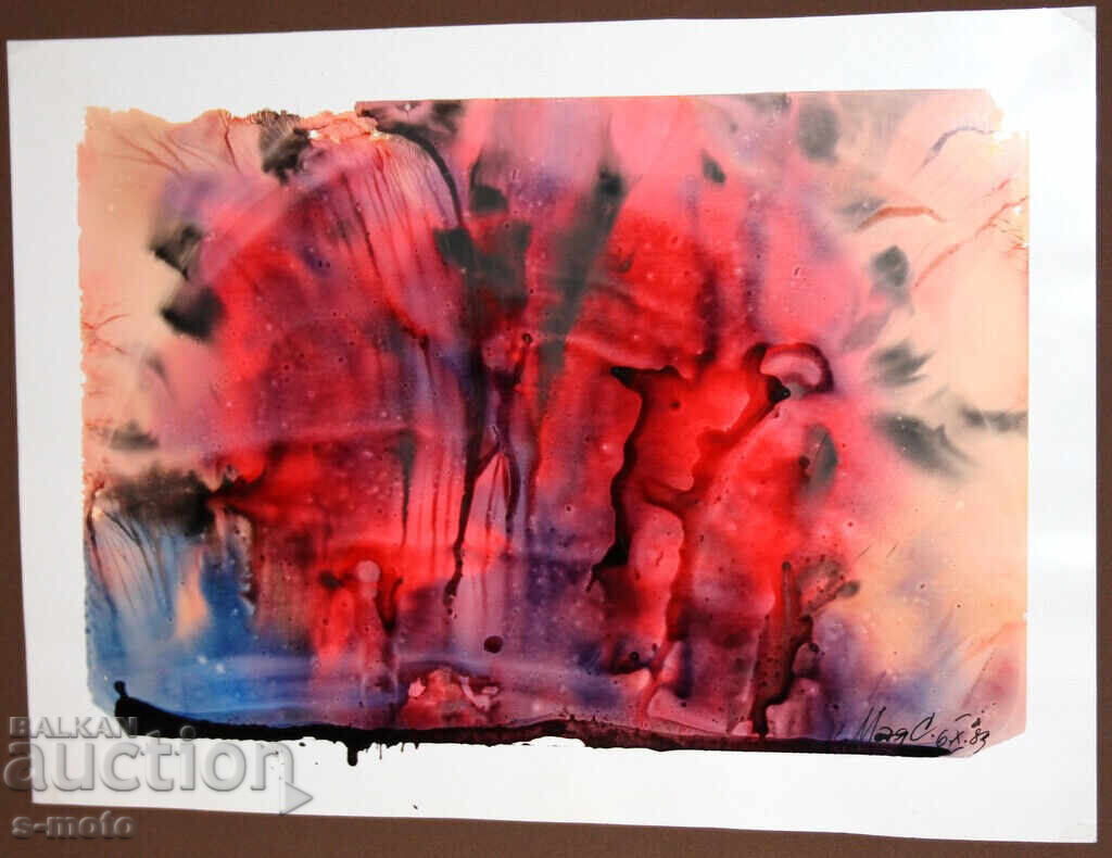 Delivery of Abstract watercolor painting signed, 1983