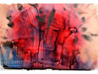 Abstract watercolor painting signed, 1983