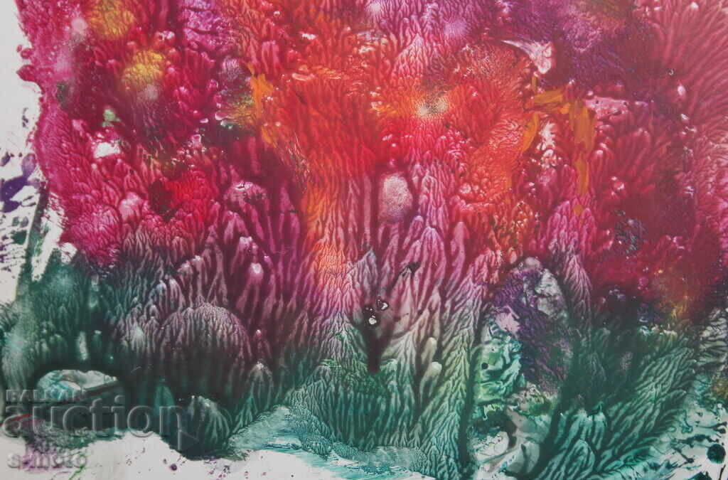 Абстрактна картина акварел подписана, 1983г. - 6 Абстрактна картина акварел подписана, 1983г. - 6