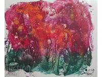 Abstract watercolor painting signed, 1983