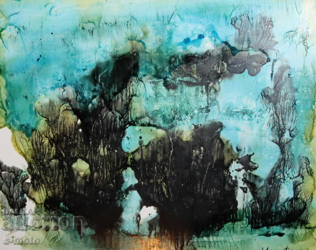 Абстрактна картина акварел подписана, 1983г. Абстрактна картина акварел подписана, 1983г.