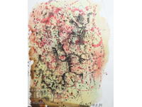 Abstract watercolor painting signed, 1983