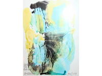 Abstract watercolor painting signed, 1983