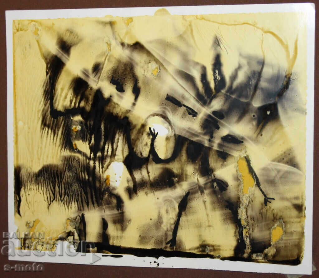 Auction Abstract watercolor painting signed, 1983 Auction Abstract watercolor painting signed, 1983