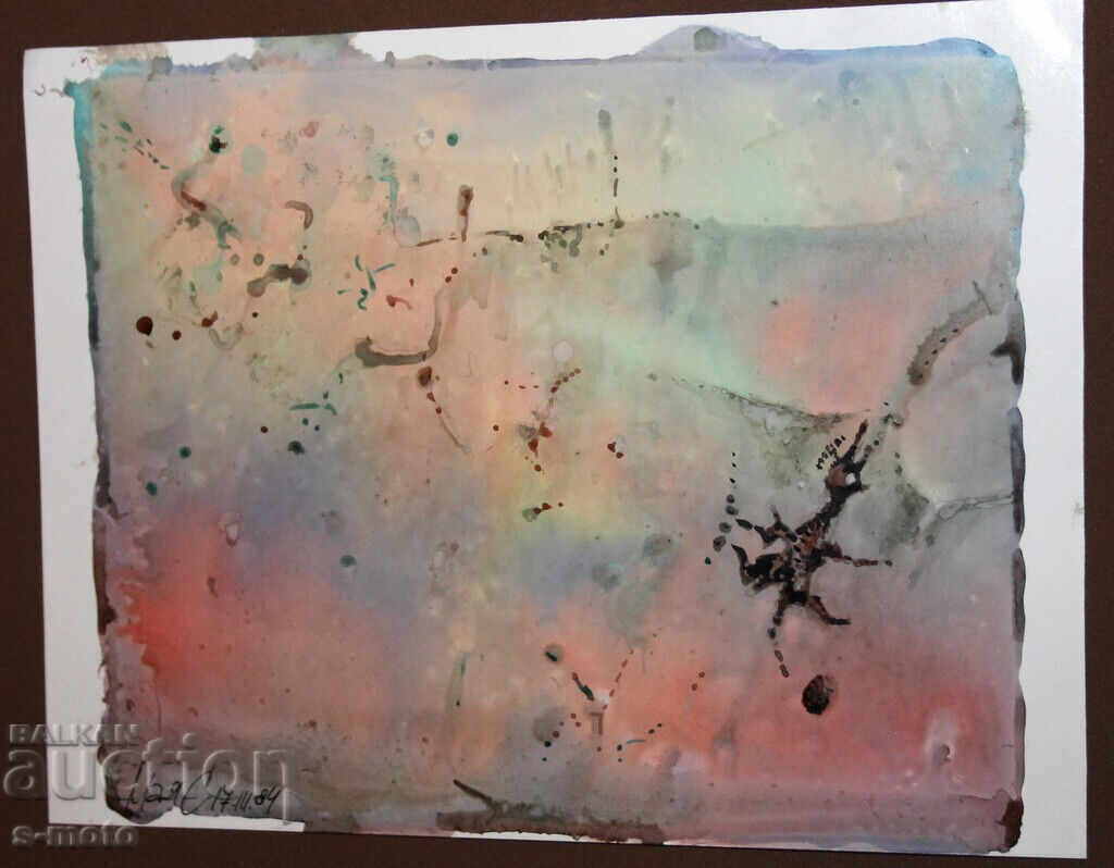 Παράδοση Αφηρημένη ακουαρέλα υπογεγραμμένη, 1984