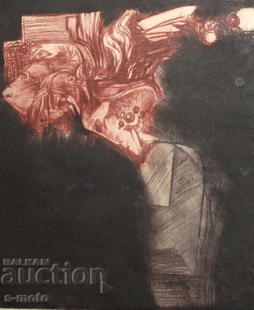 Delivery of Neli Sandeva drypoint graphic 1988 Delivery of Neli Sandeva drypoint graphic 1988