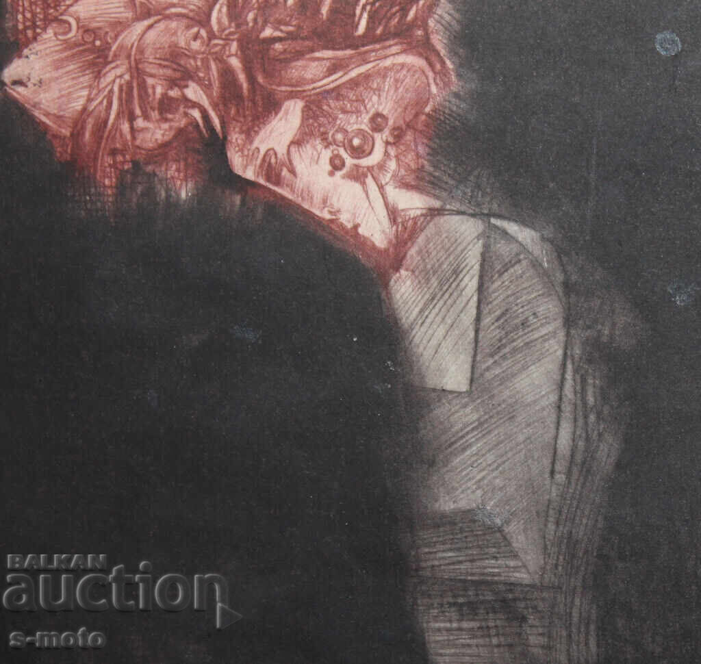 Neli Sandeva drypoint graphic 1988 - 5 Neli Sandeva drypoint graphic 1988 - 5