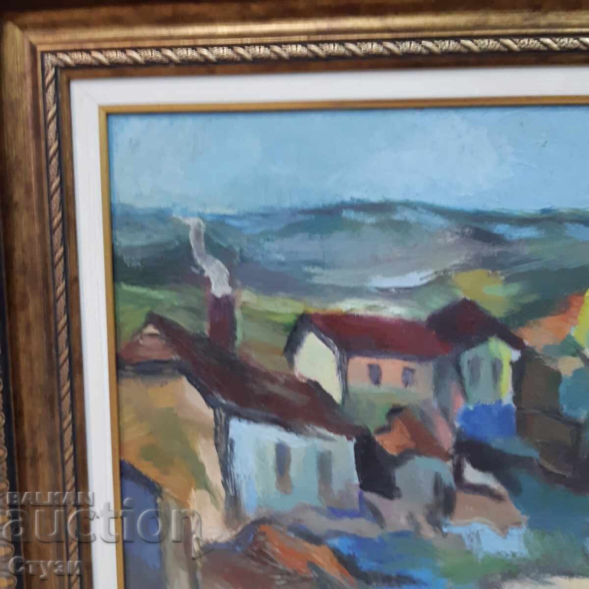 "Peisaj din Rodopi" de Nadejda Kalcheva, ulei, 47x57cm cu preț 590.00 BGN | € 301.66 "Peisaj din Rodopi" de Nadejda Kalcheva, ulei, 47x57cm cu preț 590.00 BGN | € 301.66