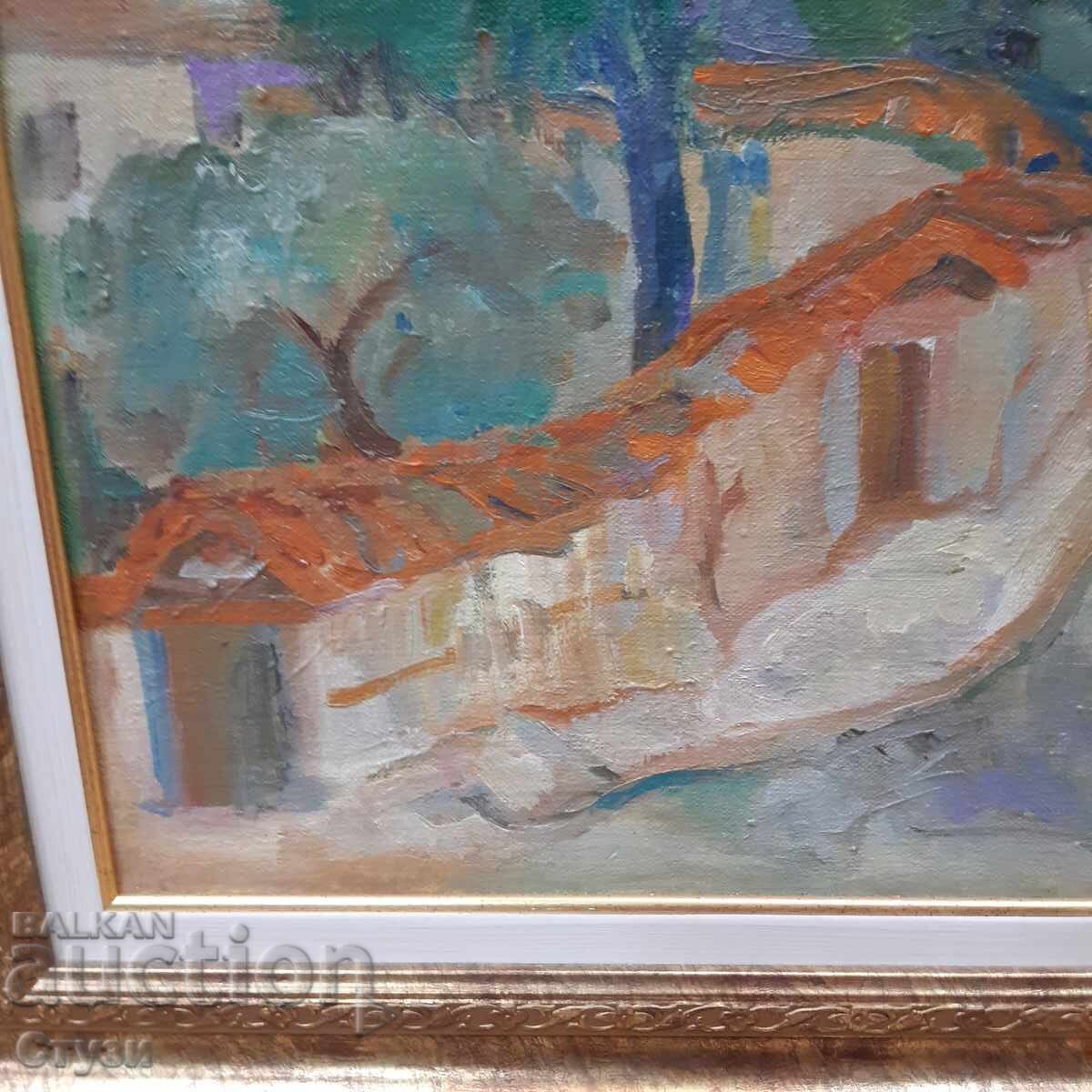 Auction Street - Stela Mishaykova, oil, 46 x 55 cm, certificate Auction Street - Stela Mishaykova, oil, 46 x 55 cm, certificate