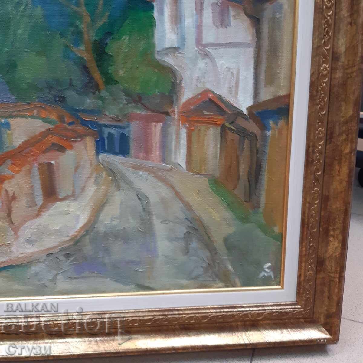 Strada Stela Mișaikova, ulei, 46x55 cm, certificat - 5 Strada Stela Mișaikova, ulei, 46x55 cm, certificat - 5