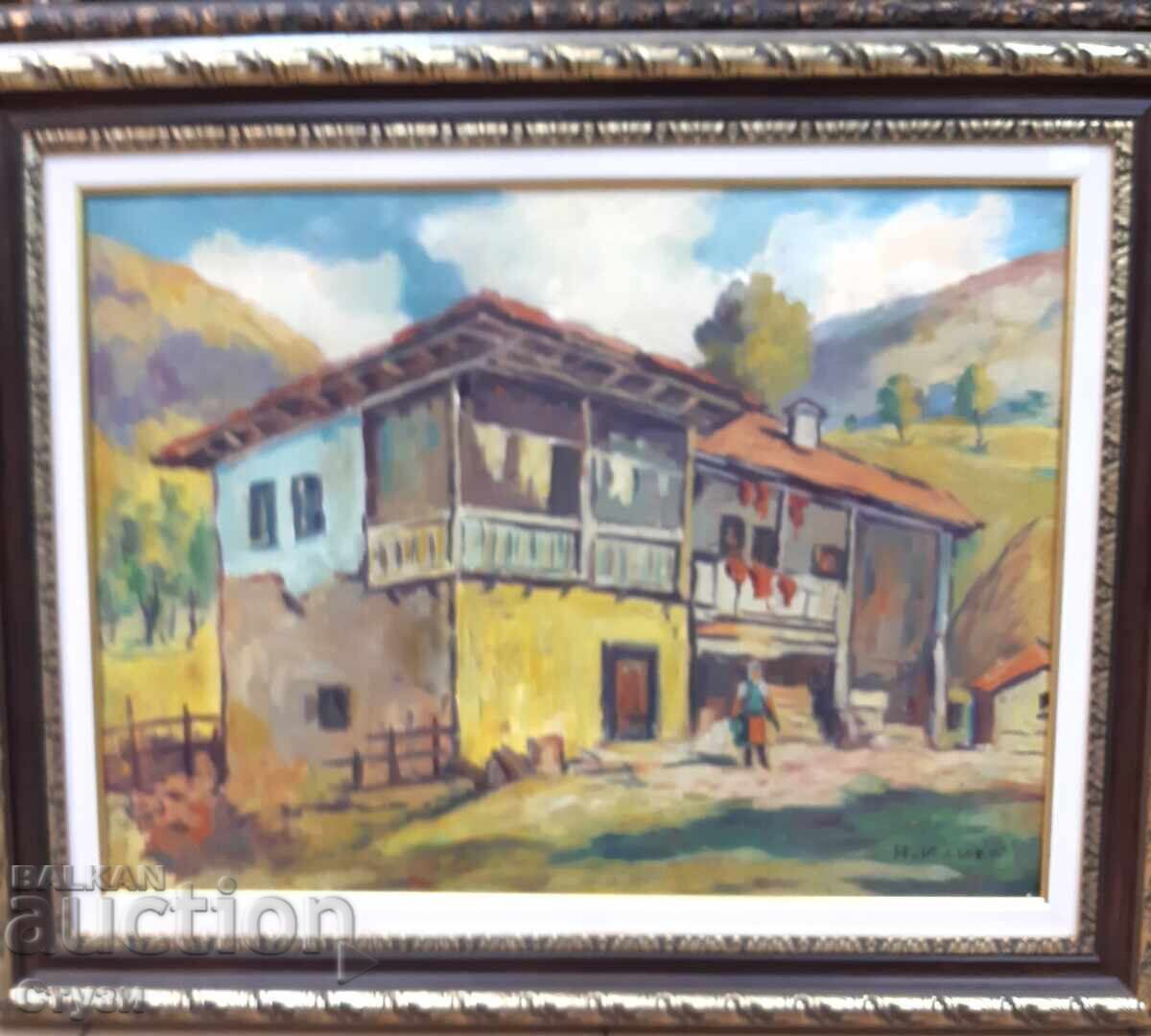 Casă Renașterii - Nikolai Iliev (1926-2008), ulei, 45 x 60 cm