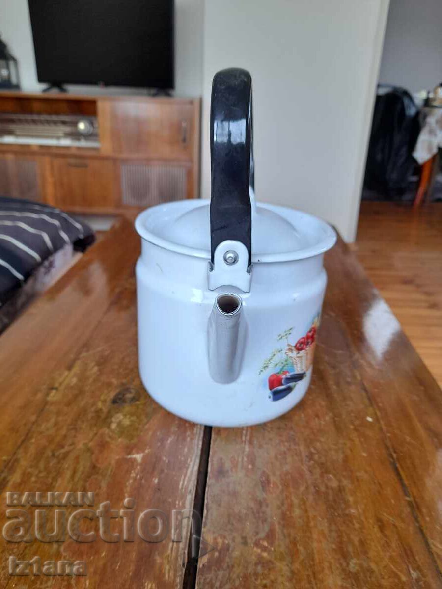 Old enamel teapot with price 37.00 BGN | € 18.92 Old enamel teapot with price 37.00 BGN | € 18.92