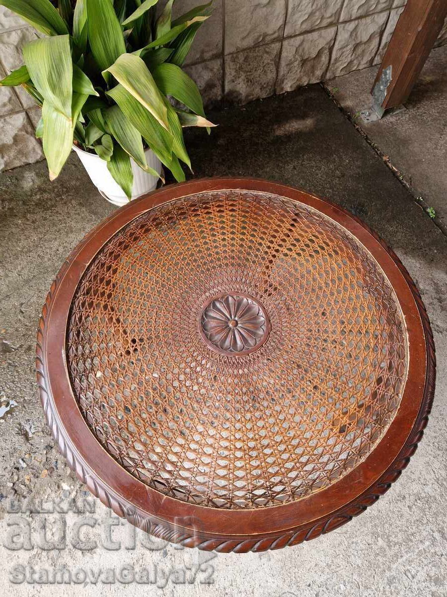 Măsuță antică unică Chippendale, lemn masiv, ratan - 5 Măsuță antică unică Chippendale, lemn masiv, ratan - 5