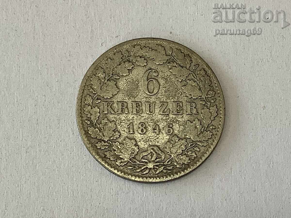 Γερμανία Βάδη 6 κρόιτσερ 1846 Γερμανία Βάδη 6 κρόιτσερ 1846