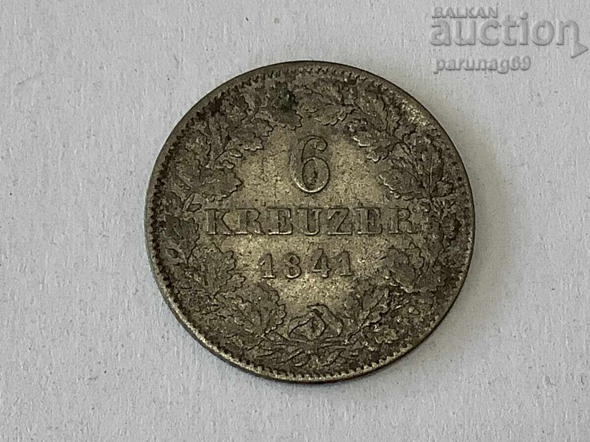Germany Baden 6 Kreuzer 1841 Germany Baden 6 Kreuzer 1841