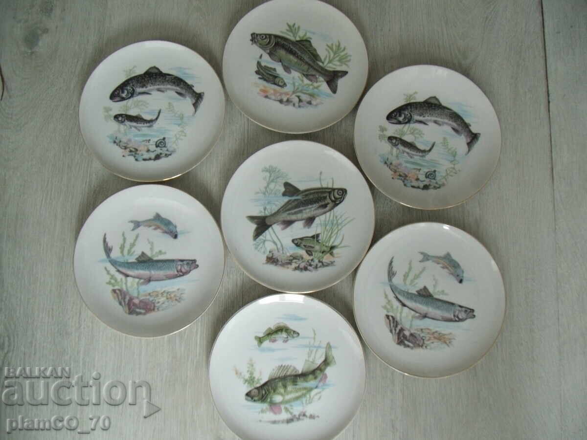№*7964 παλιά ιαπωνικά πορσελάνινα πιάτα - 7 τεμάχια - SAITO JAPAN