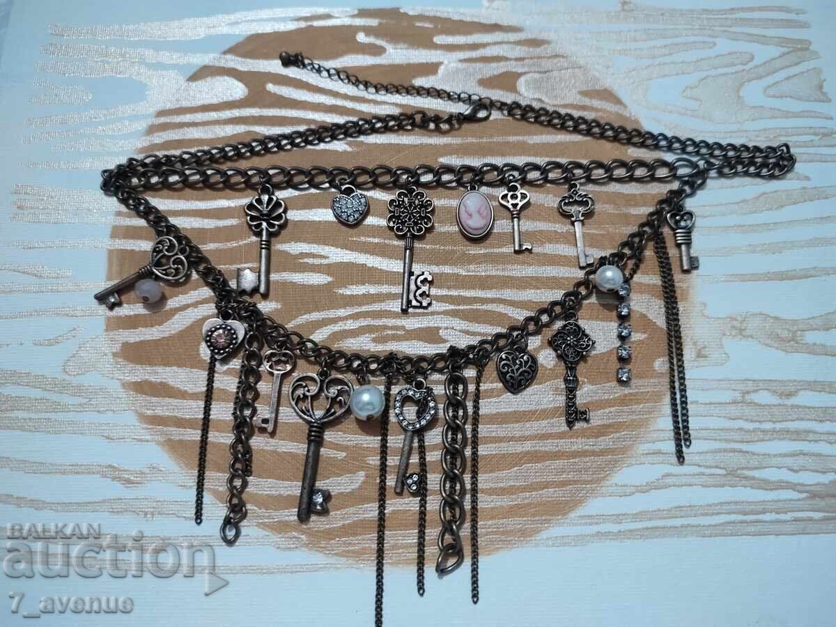 Necklace, stylish and charming with a gem/cameo, key, and more 30.03.2025