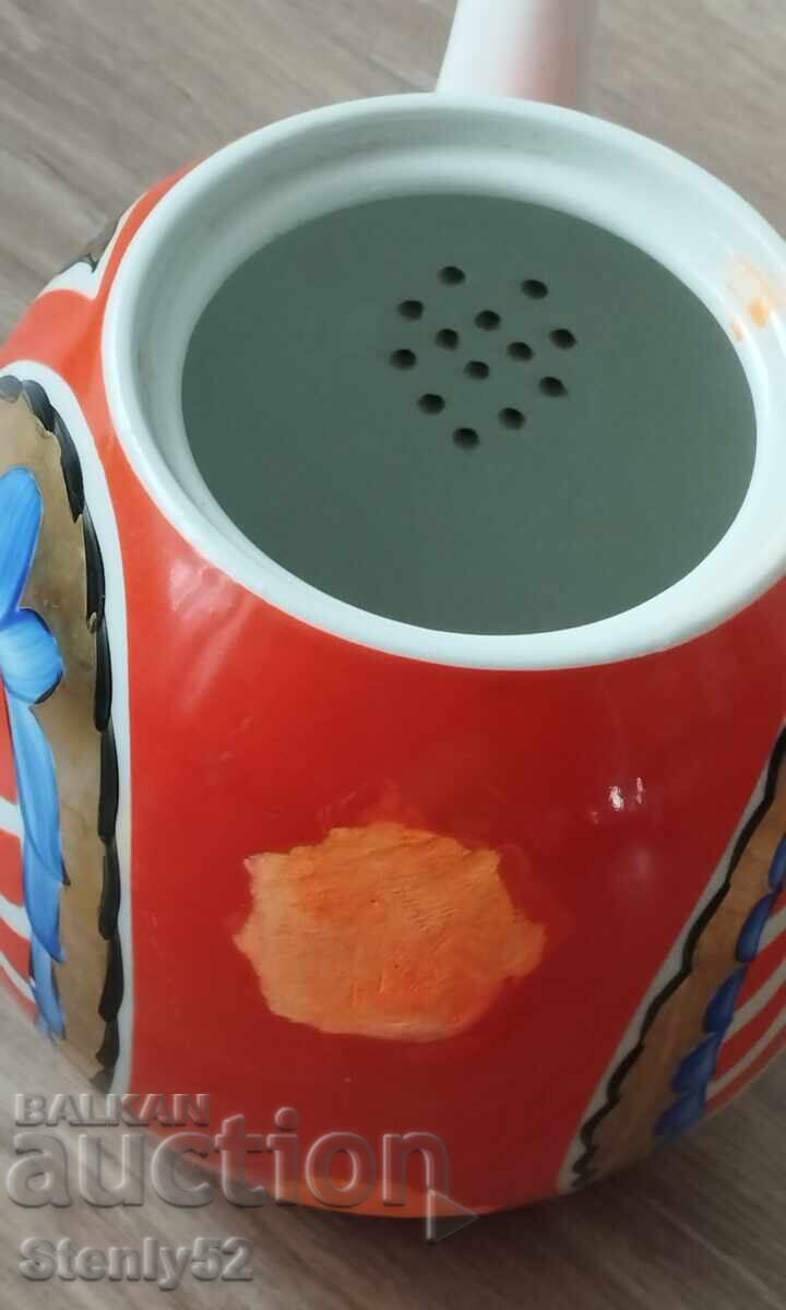 Ceainic porțelan gros vechi, URSS, cu multă aurire, fără toartă - 5