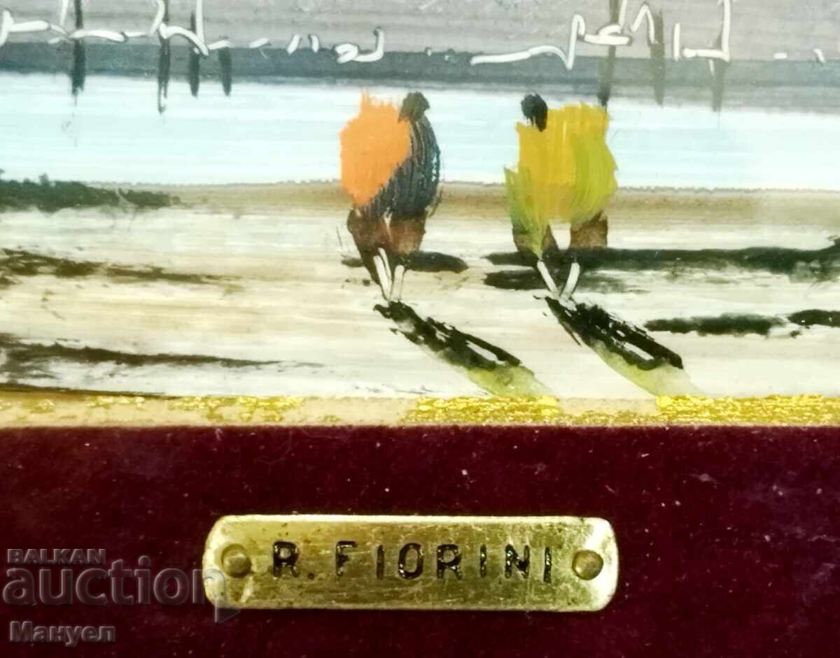 Livrarea Tablou vechi, miniatură, peisaj - acuarelă Livrarea Tablou vechi, miniatură, peisaj - acuarelă