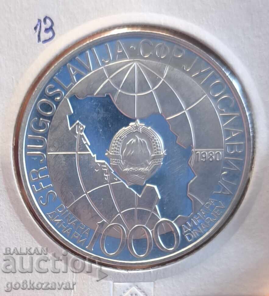 Yugoslavia 1000 Dinara Silver 0.925, 26g Proof