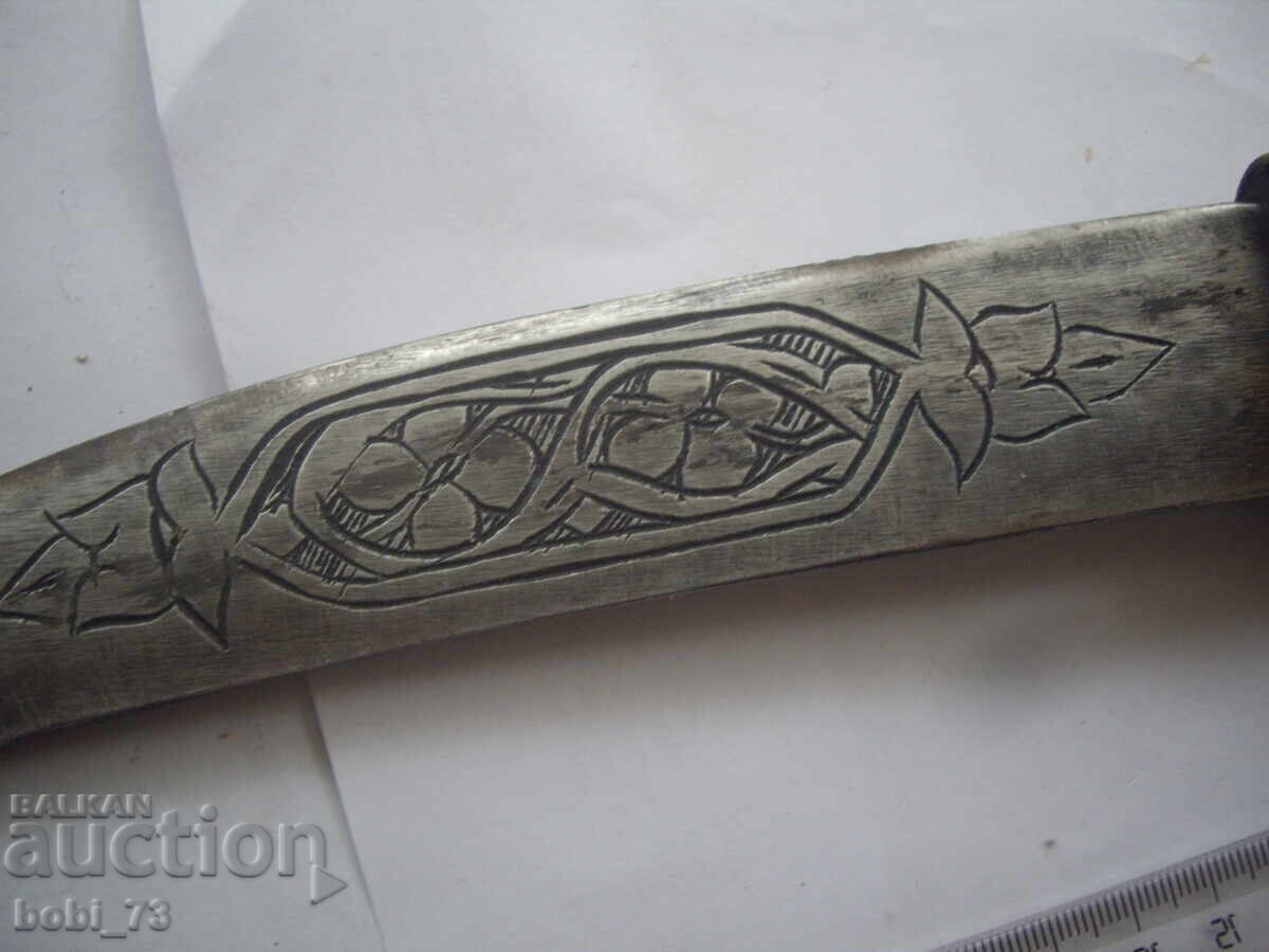 Μεγάλο χειροποίητο σφυρήλατο μαχαίρι με ωραία ξύλινη λαβή με μαργαριτάρι - 6 Μεγάλο χειροποίητο σφυρήλατο μαχαίρι με ωραία ξύλινη λαβή με μαργαριτάρι - 6