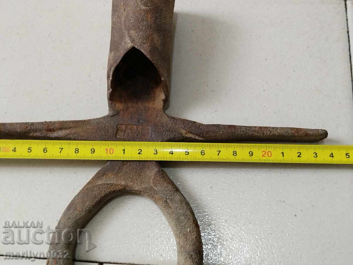 Old Wrought Two Prong, Pitchfork, Wrought Iron - 5 Old Wrought Two Prong, Pitchfork, Wrought Iron - 5