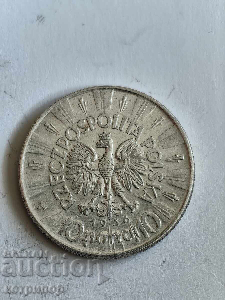 10 злоти Полша 1936 г сребърна 10 злоти Полша 1936 г сребърна