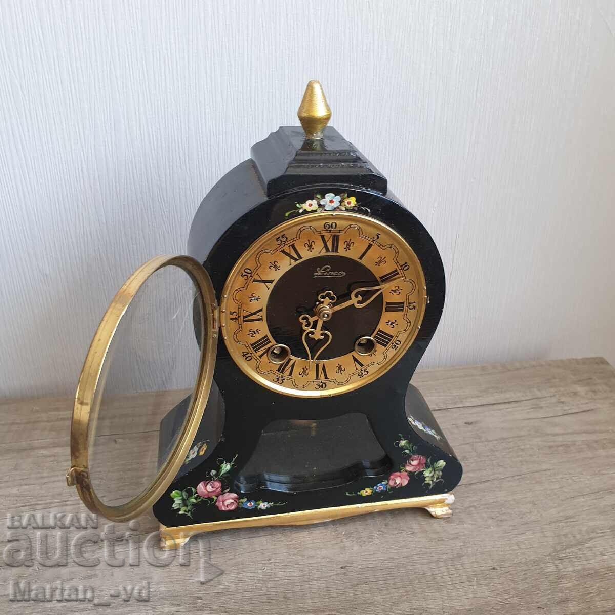 Mechanical Swiss Desk Clock, Hand-Painted - 5 Mechanical Swiss Desk Clock, Hand-Painted - 5