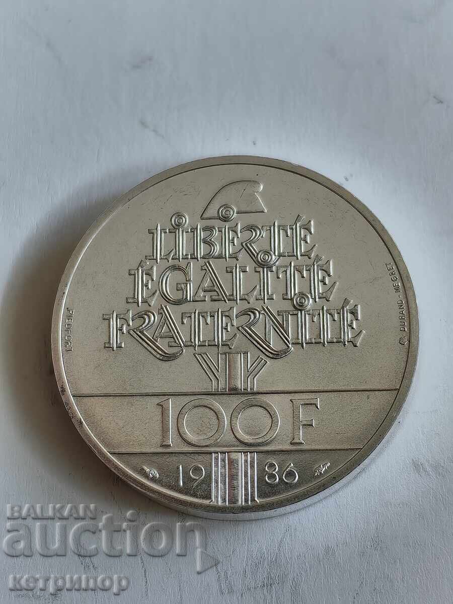 100 franci Franța 1986 argint. Piefort