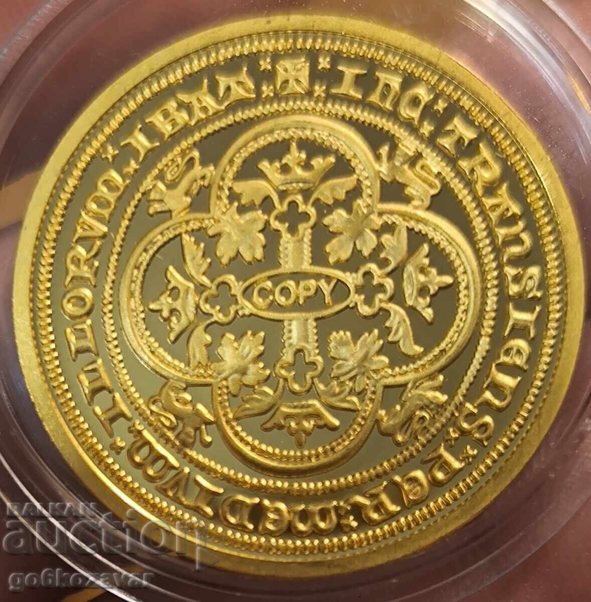 Replica - Double Gold Leopard Edward III 24 Carat Gold Plated with price 22.00 BGN | € 11.25 Replica - Double Gold Leopard Edward III 24 Carat Gold Plated with price 22.00 BGN | € 11.25