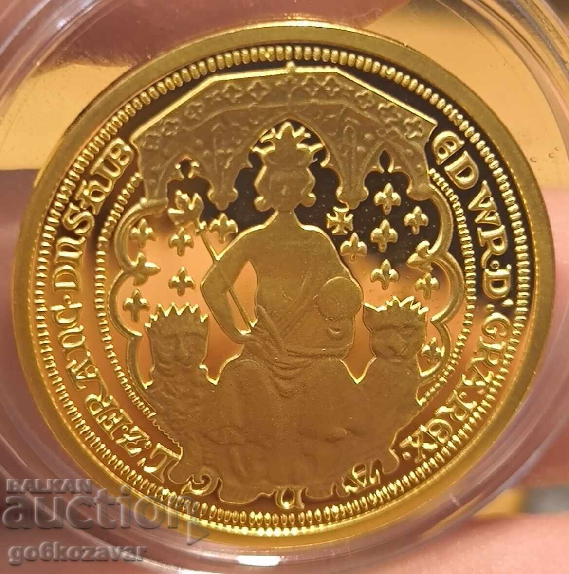 Auction Replica - Double Gold Leopard Edward III 24 Carat Gold Plated Auction Replica - Double Gold Leopard Edward III 24 Carat Gold Plated