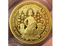 Replica - Dublu leu de aur Eduard al III-lea placat cu aur de 24 de carate