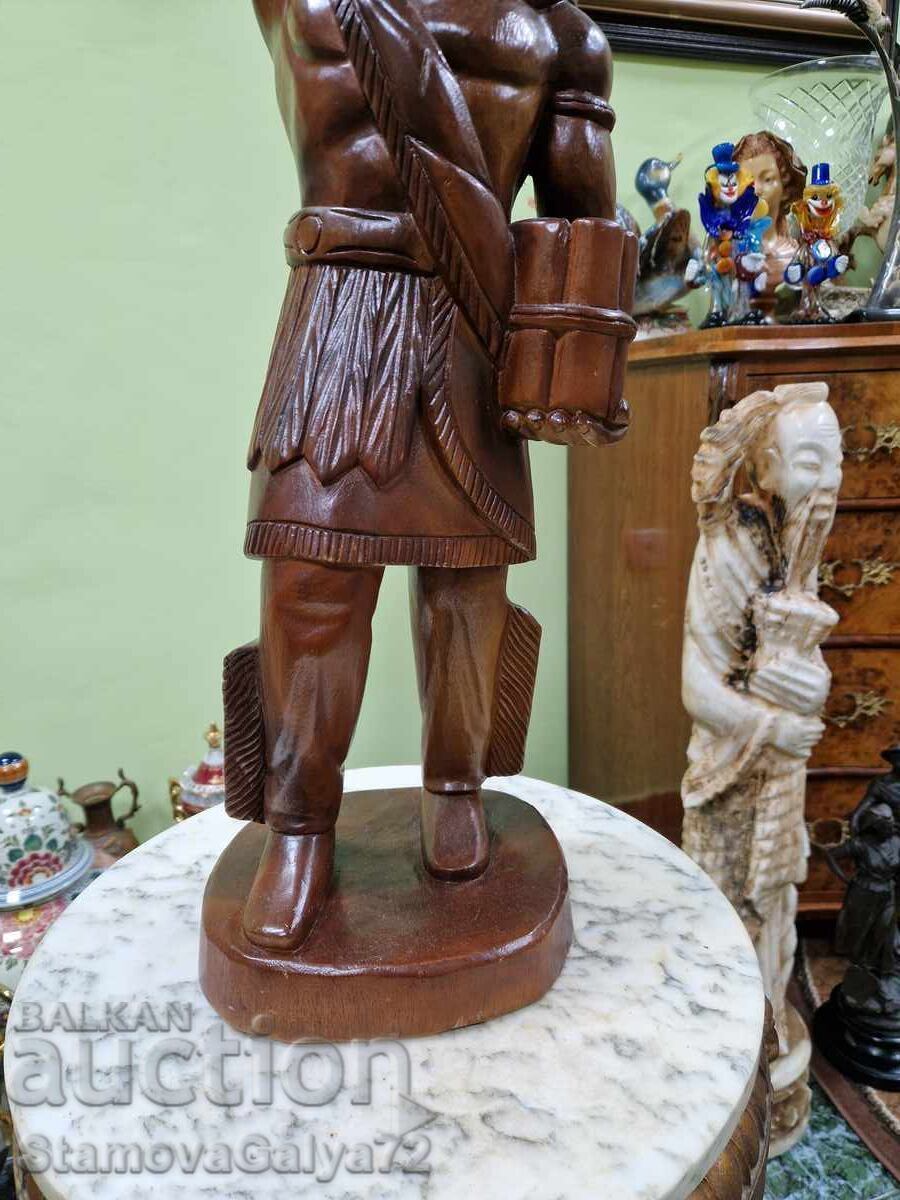 Large Antique Wooden Figure Statuette - 5