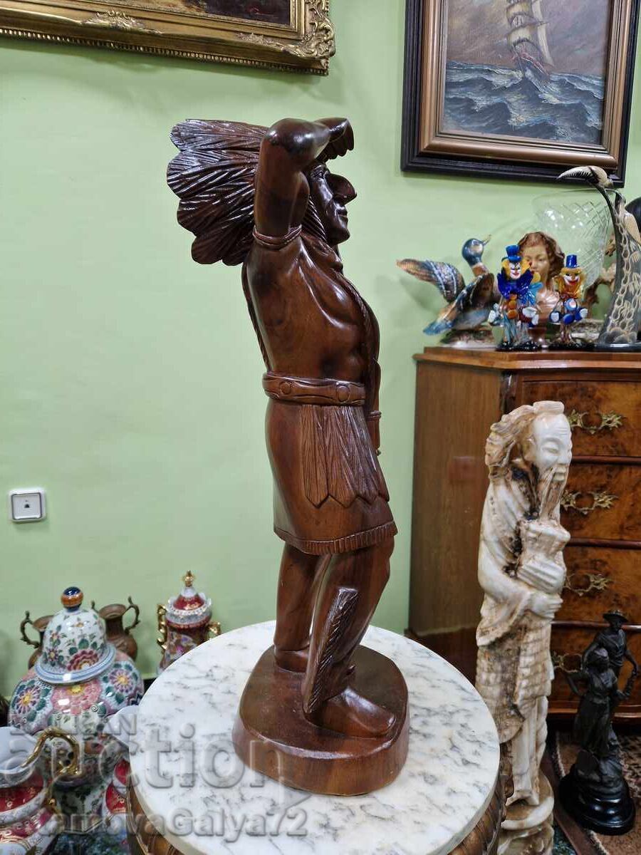 Large Antique Wooden Figure Statuette - 6