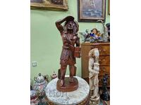 Large Antique Wooden Figure Statuette