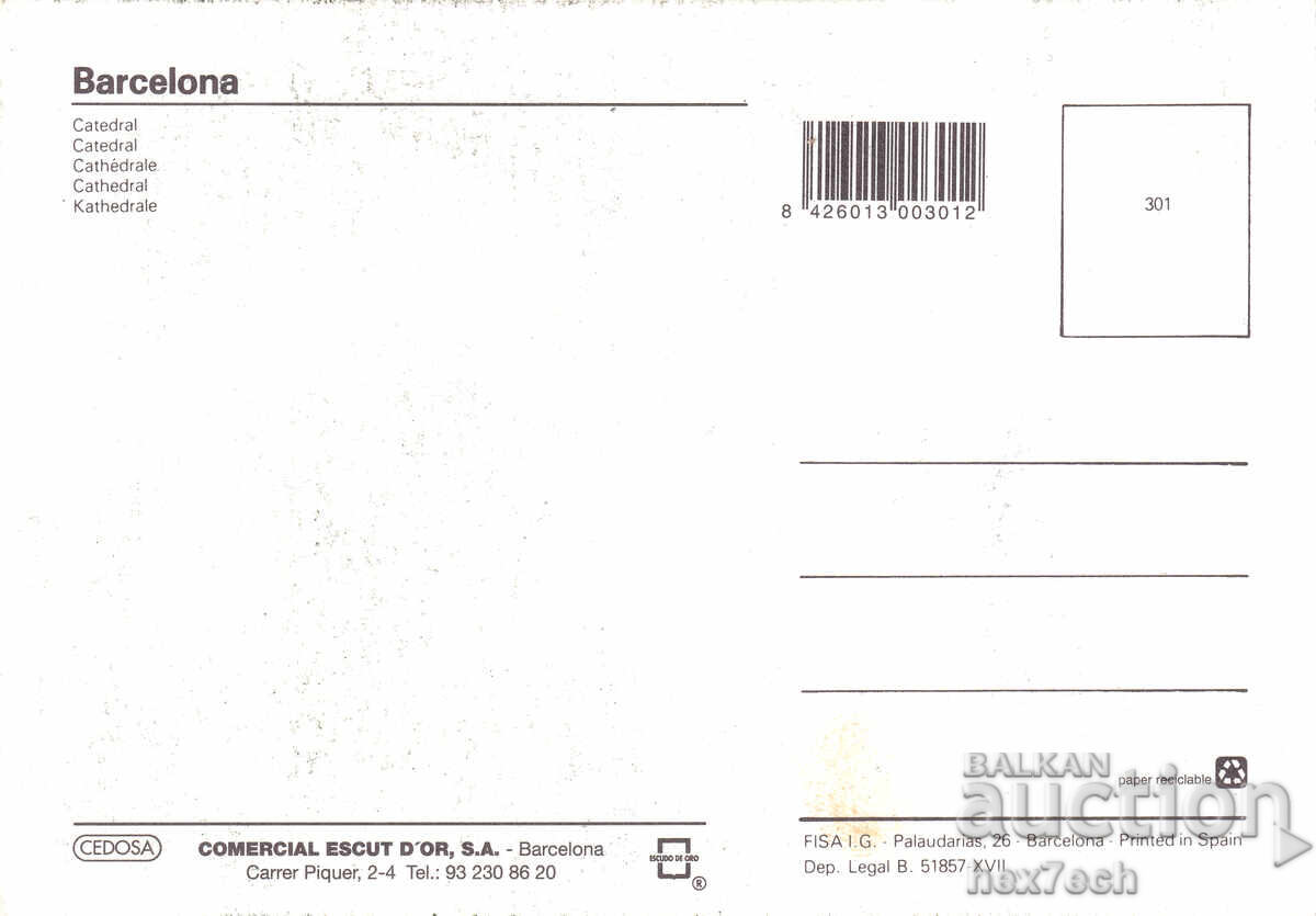 ❤️ ⭐ Κάρτα Ισπανία Βαρκελώνη Καθεδρικός Ναός ⭐ ❤️ με τιμή 1.99 BGN | € 1.02 ❤️ ⭐ Κάρτα Ισπανία Βαρκελώνη Καθεδρικός Ναός ⭐ ❤️ με τιμή 1.99 BGN | € 1.02