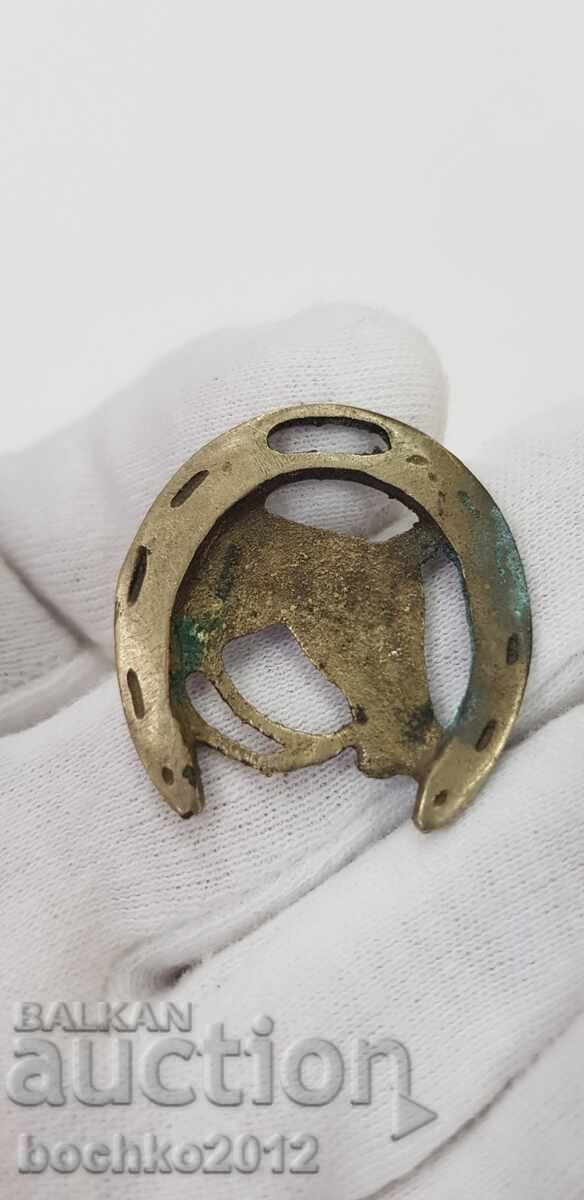 Collectible Revival-era medallion, horse head in horseshoe with price 15.00 BGN | € 7.67 Collectible Revival-era medallion, horse head in horseshoe with price 15.00 BGN | € 7.67