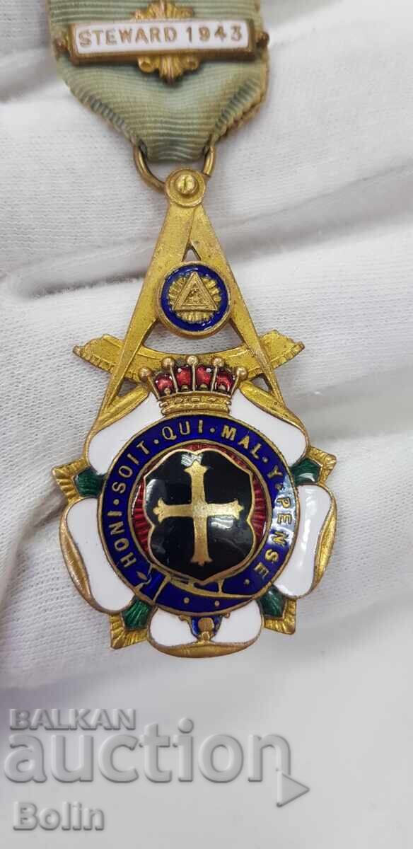 Auction Collectible Masonic Medal, Order, Badge 1913, England, London Auction Collectible Masonic Medal, Order, Badge 1913, England, London